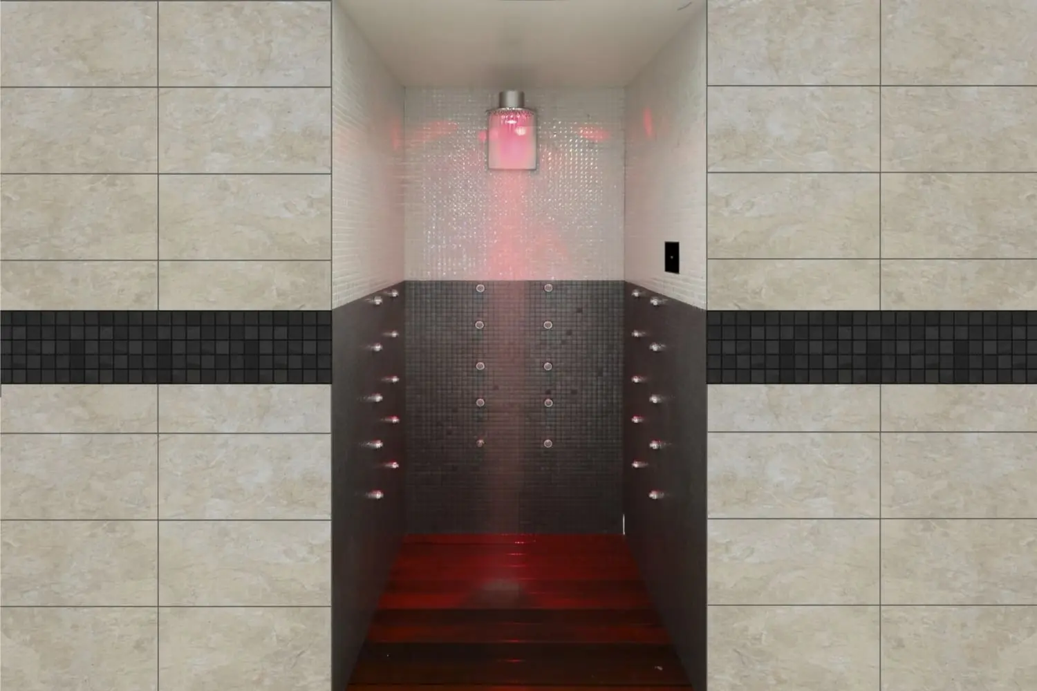 Ducha suiza con cromoterapia roja