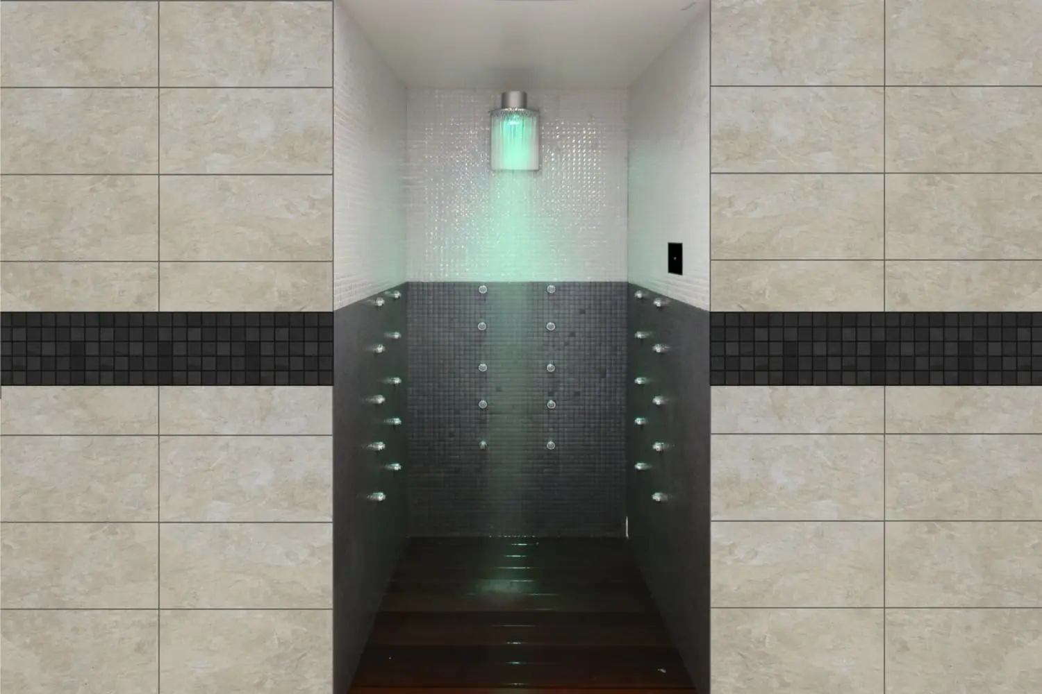 Ducha suiza con cromoterapia verde