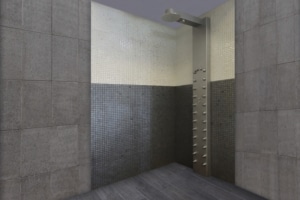 Ducha multisectorial en ducha con mosaico
