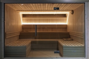 Sauna línea professional con puerta de cristal