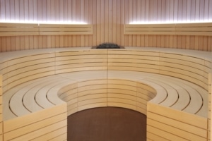 Sauna interior Round para facilitar la iluminación